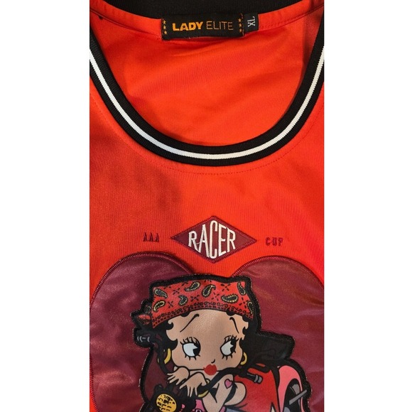Betty Boop Racer Motorcycle Club Flame Mini Dress/ Tunic Lady Elite XL Red Black - Picture 4 of 11